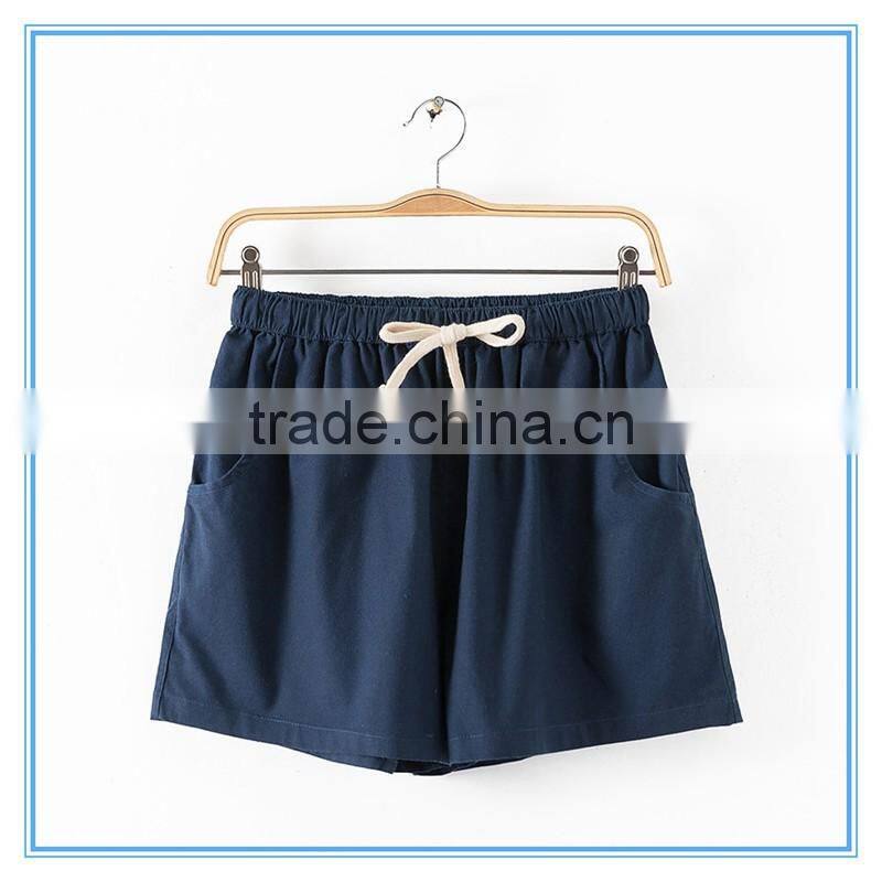 Wholesale Women Summer Beach Girl Cotton Linen Shorts 15 Colors Plus Size