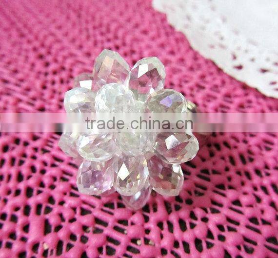 purple burst bead flower rings, fashion bead rings, elegant flower rings for woman