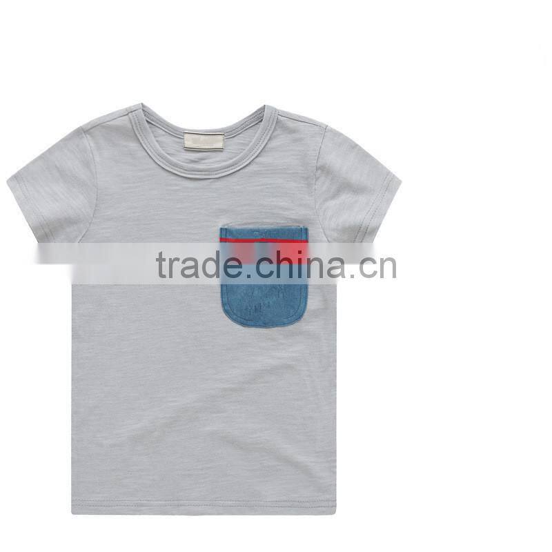 Wholesale Kids Summer Right Side Pocket Blank Cotton T-shirt