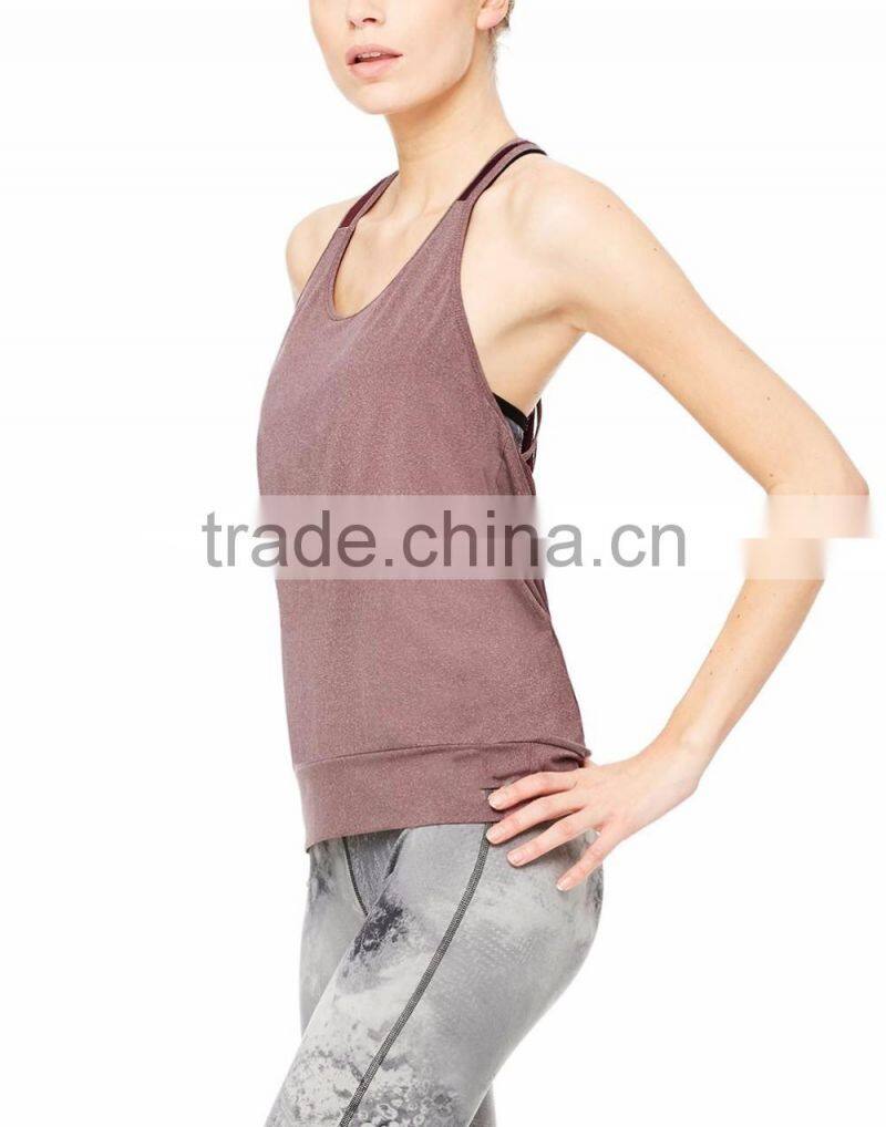 OEM Best Seller Ladies Gym Singlet Custom Tank Top Singlet Yoga Tank in Dark Grey Heather