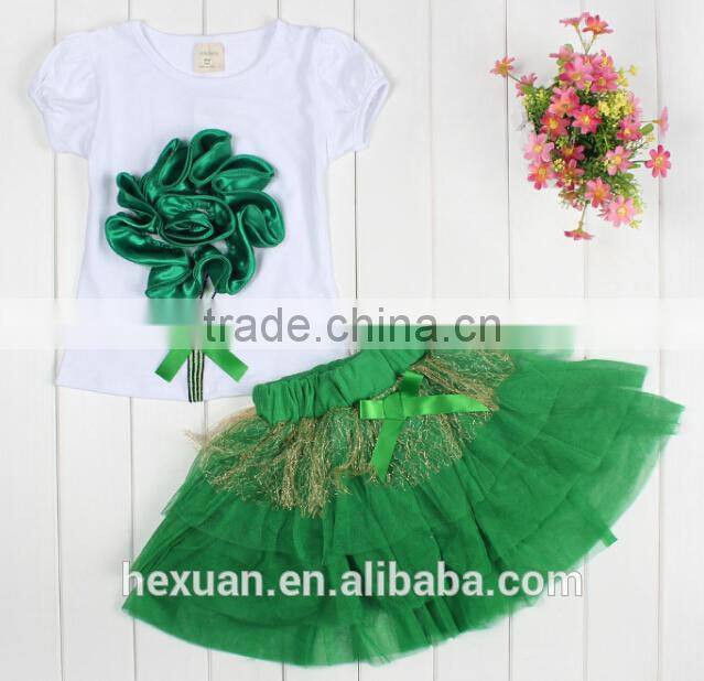 S80004T, Top selling! Girls clothing sets ,T-shirt + tutu skirt kids clothing