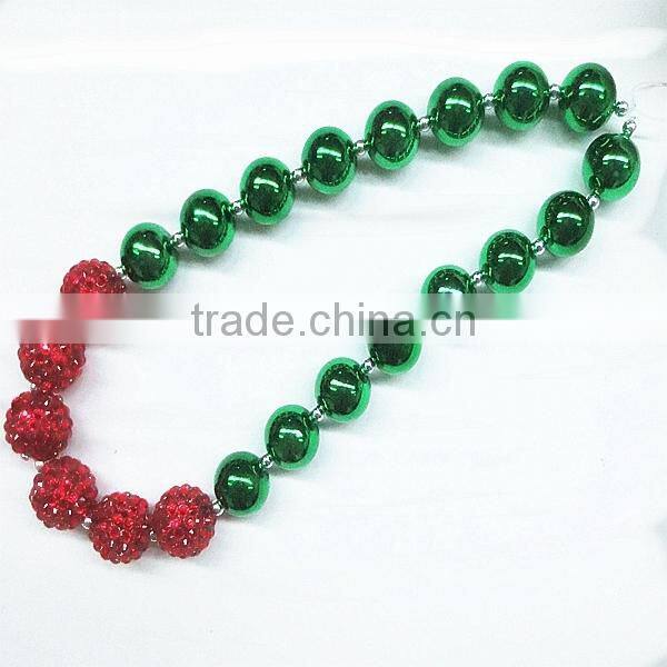 Christmas Baby Bubblegum Beaded Necklace