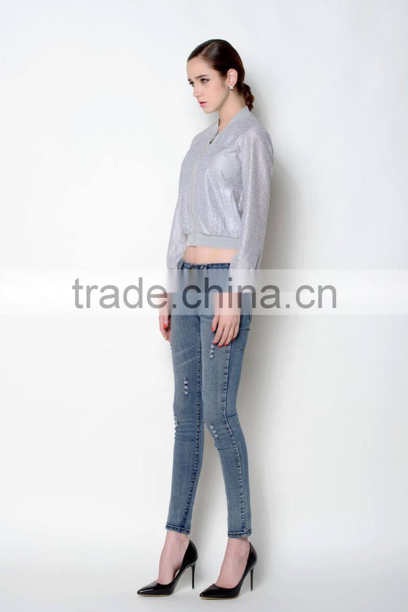 unique comfortable fabric used fashion casual crop style women coat model