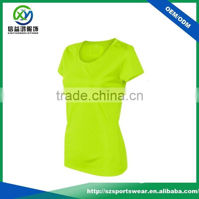High quality simple design deeply o-neck women's polyester t-shirt