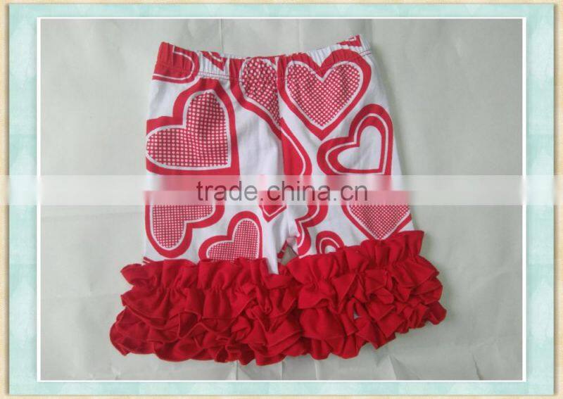 2017 hot sale kids children baby floral cotton heart-shaped ruffle shorts baby ruffle bloomers