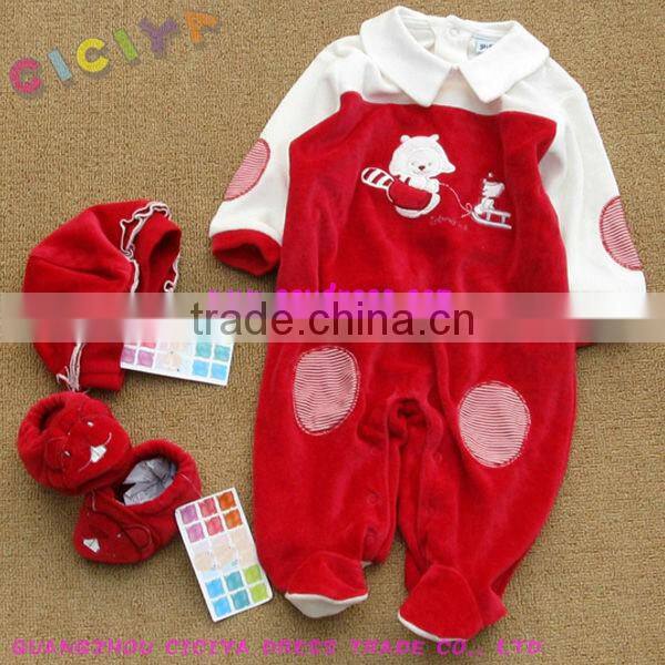 New design baby romper velvet 3pcs winter baby boys rompers