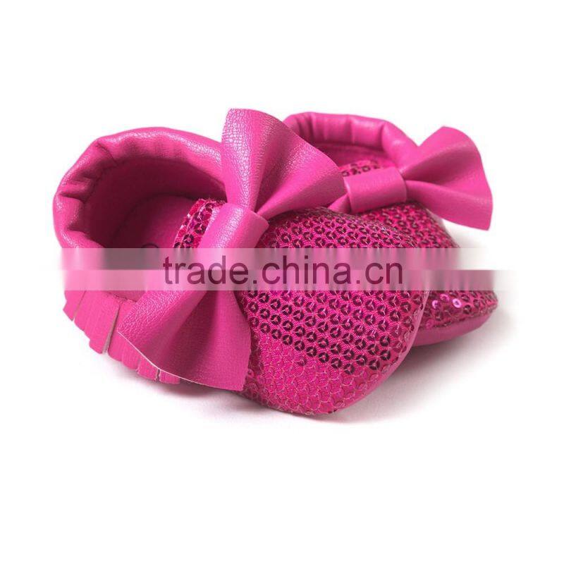 High quality pu sequin baby moccasins