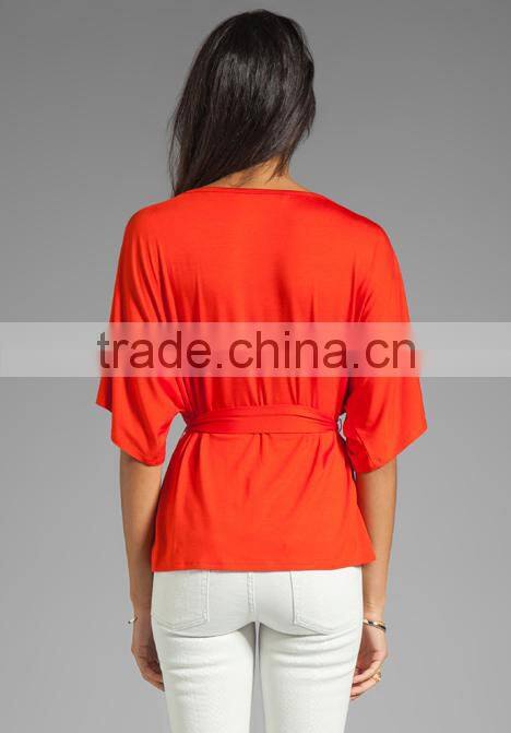 waist tie accent top for lady