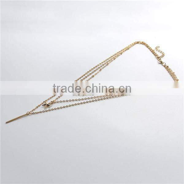 New Fashion Layered Necklace Gold Plated With Rectangle Starfish Pendants 41.5cm long