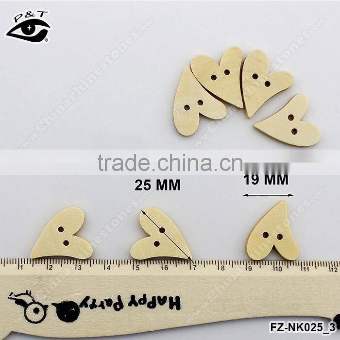 19x25mm wood buttons Heart shaped buttons for clothing decoration shoes diy accessories