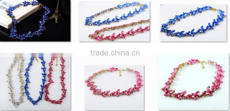 Fashion Jewelry Pink Blue Diamond For Latest Design Beads Necklace