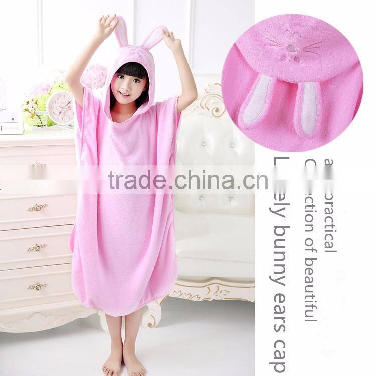 Kids towel poncho 100% cotton towelling fabric embroidered