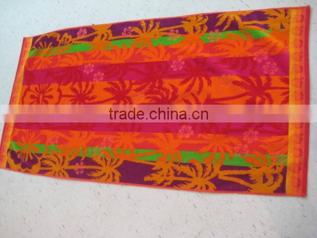 100%cotton Custom logo woven jacquard beach towel