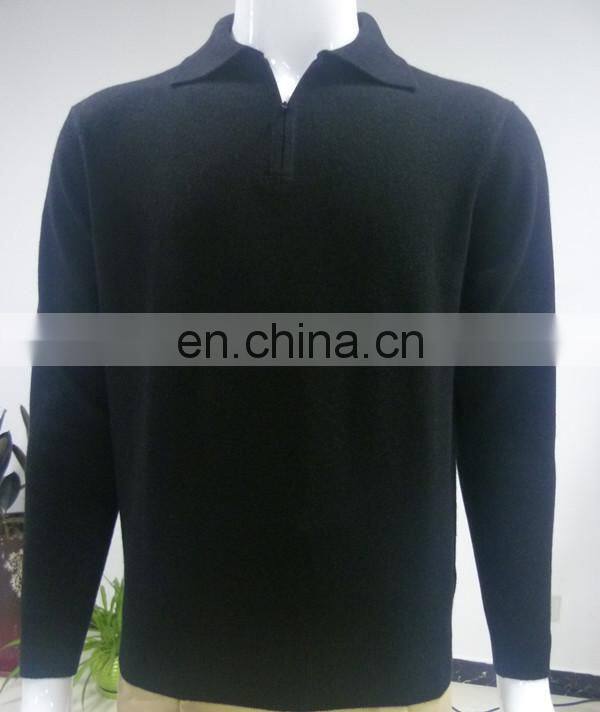Flat knitted 12GG black color 100% pure men's cashmere knitwear,Fashional cashmere sweater for men