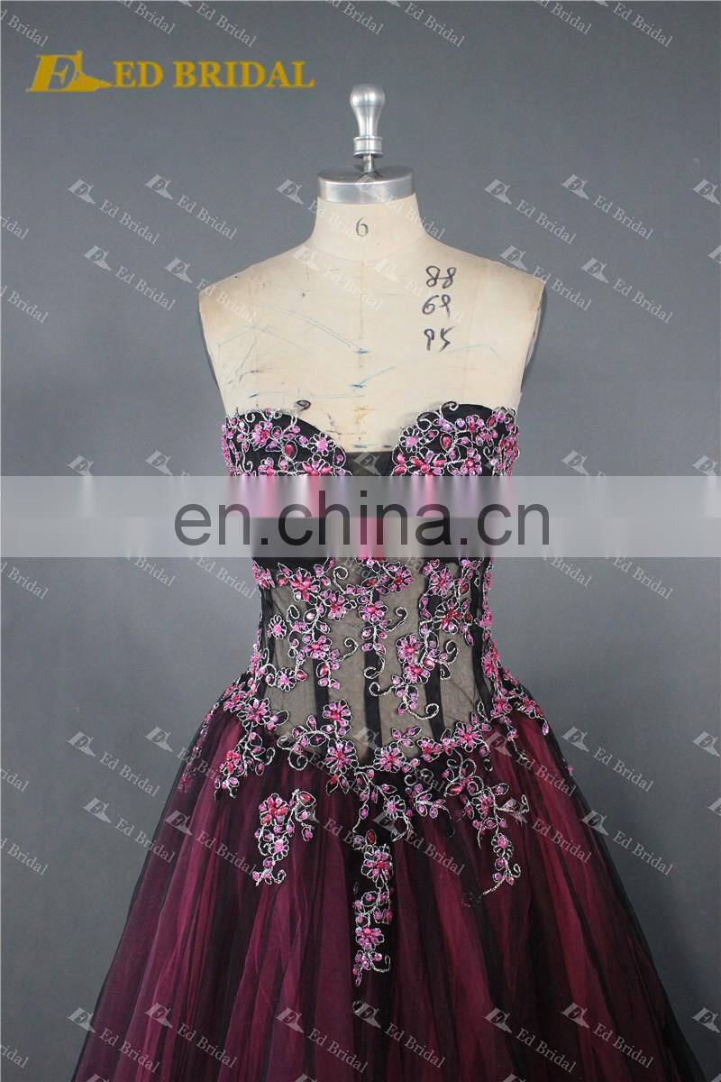 LN135 Sexy See Through Corset Lace Appliqued A Line Real Sample Prom Dresses Made In China