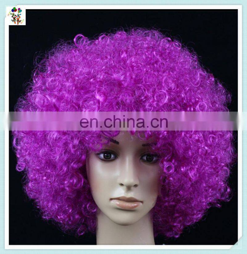 Sports Fan Crazy Party Cheap Purple Big Curly Afro Wigs HPC-0034