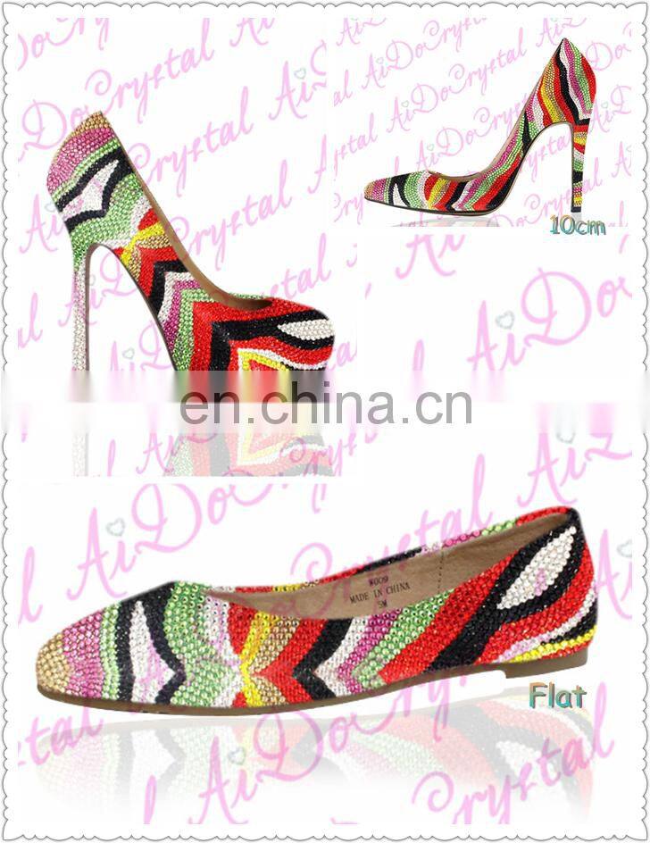 Aidocrystal Colourful high heel pumps stylish platform and peep toe shoes and matching bag for party