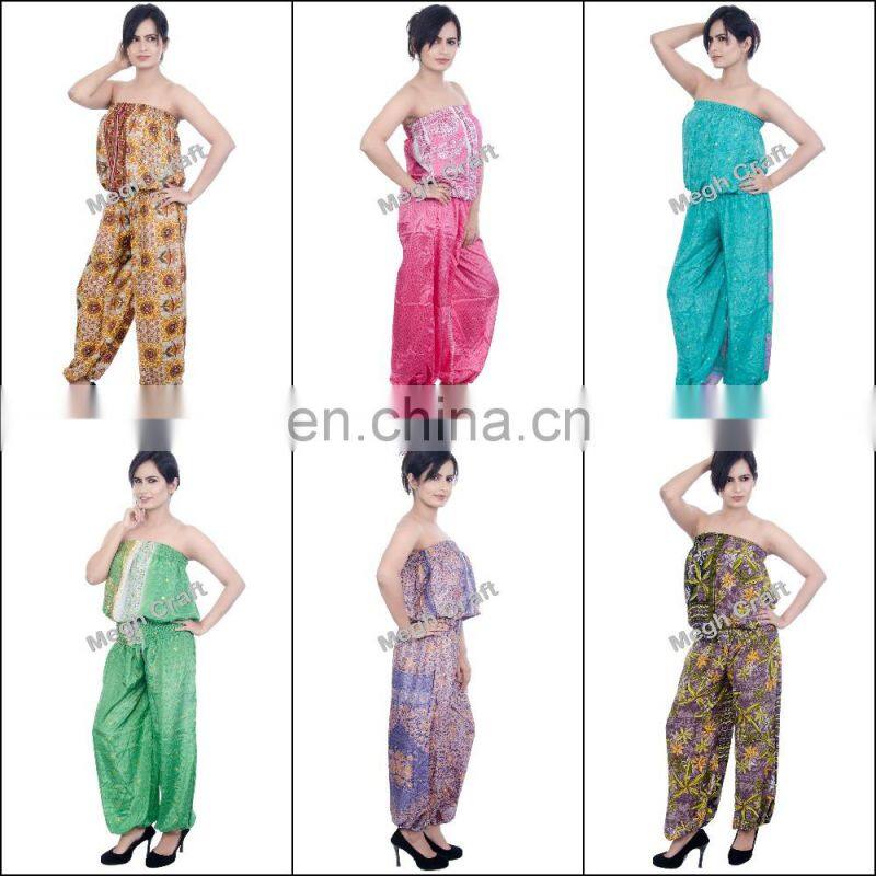Silk Romper Jumpsuit - Fashion Wear floral jumpsuit - designer jumpsuits for ladies - Indo Western Indian Jumpsuits