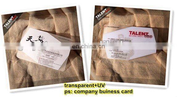 custom high class spot UV transparent plastic business card for promotion