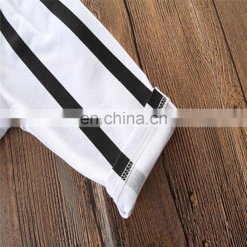 Girls Summer Outfit Kids black camisole tops + stripe pants Set for 1-6T