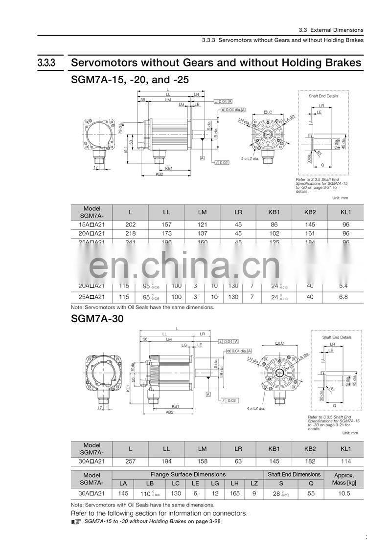 Original YASKAWA 2kw servo motor SGM7A-20AFA61 with good price