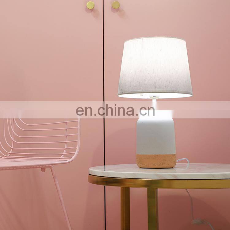 Unique design cheap matte white ceramic base bedroom night desk lamp for restaurant hotel home decor