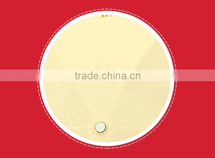 Animal printing yellow antique cotton folding umbrella for girls