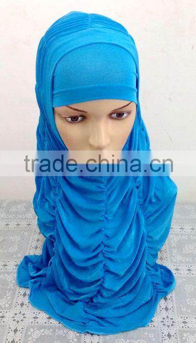 A593 Newest design solid color ruffle TWO Pieces HIJAB