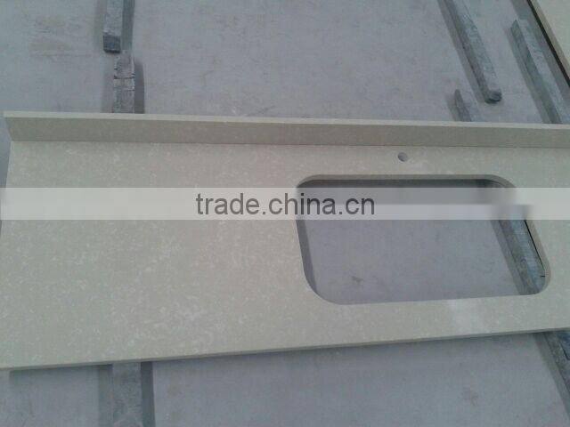 Chinese Quartz Countertops with Backsplash and Square Sink Cut-out