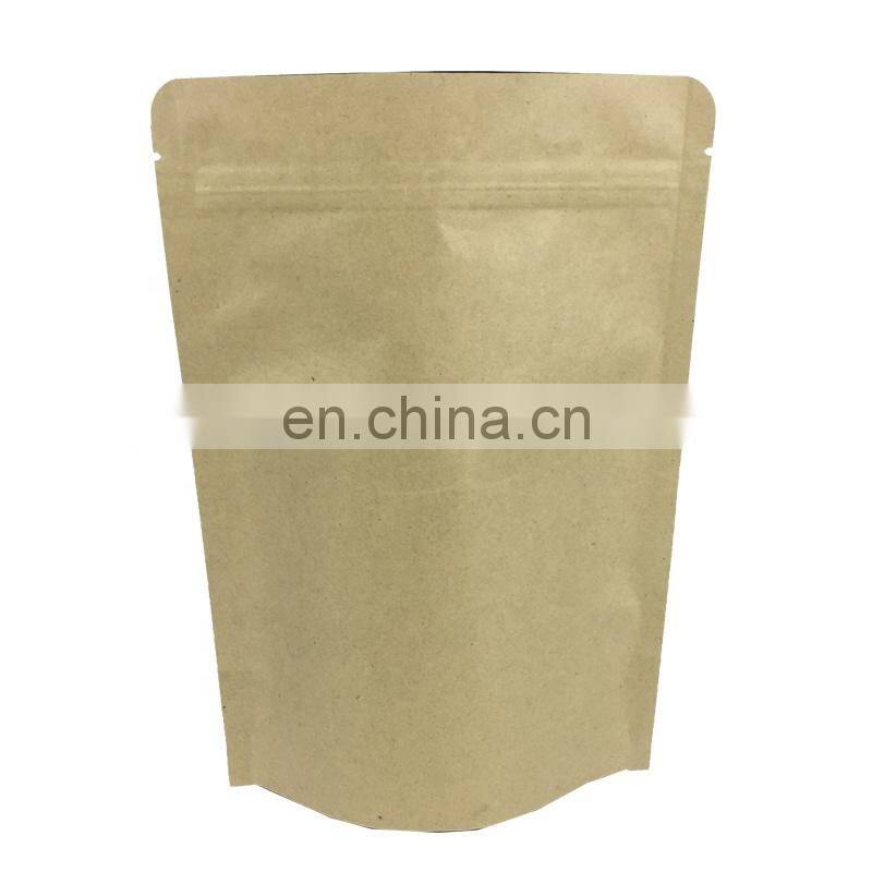 plain foil lined zipper stand up pouch food grade kraft paper bag with valve