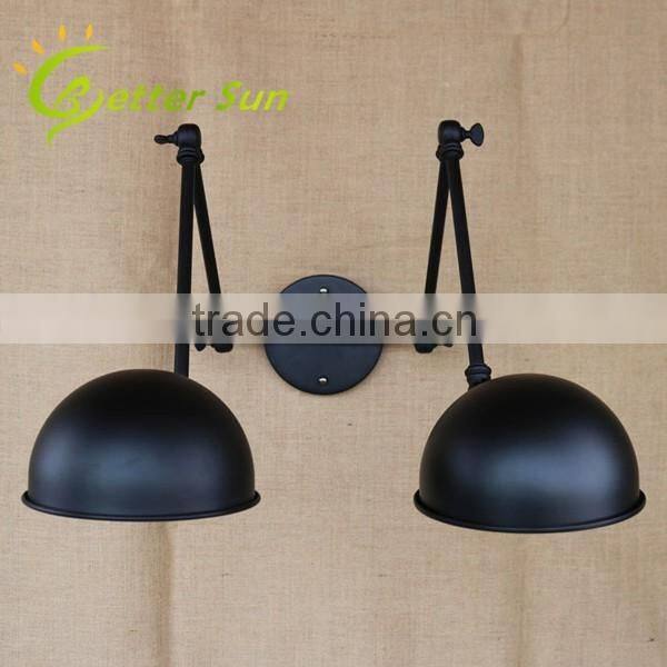 Double-headed Adjustable Swing Arm Black Iron Interior LED Wall Light