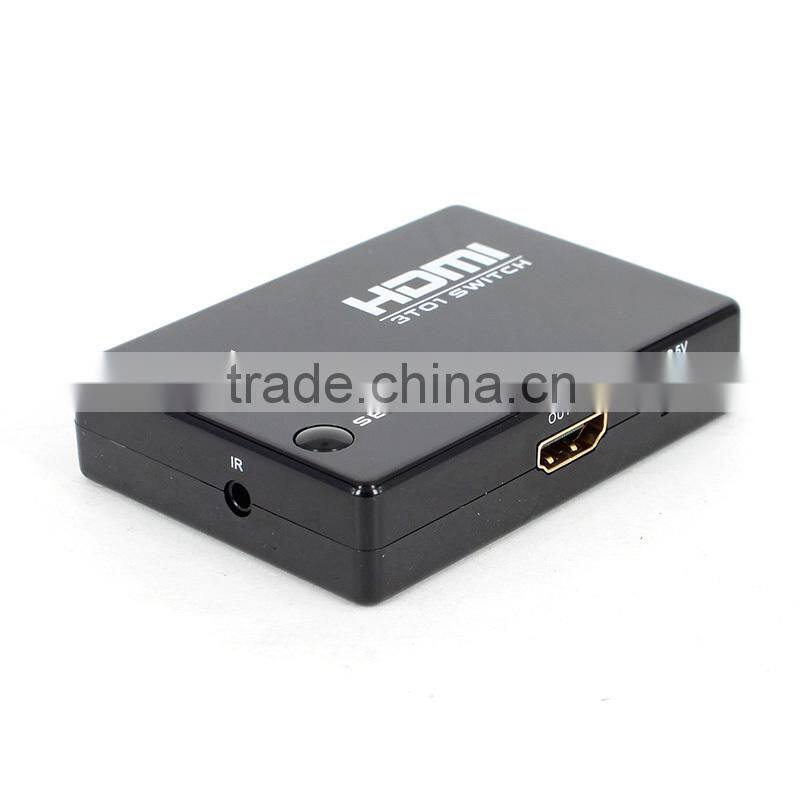 Seamlessly 3x1 HDMI switcher 3 in 1 out support remote control with audio amplifier up to 1080P