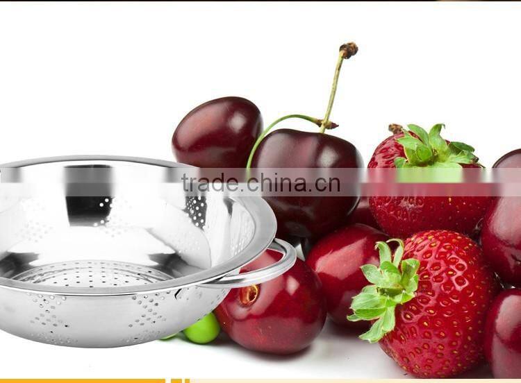 2016 hot kitchenware vegetable strainer basket/ stainless Drain basin/ Fruit Rice Colander