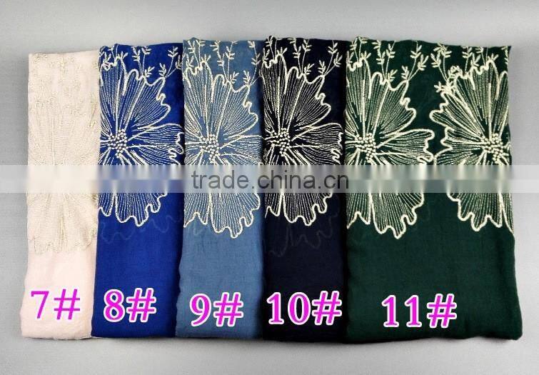 Latest Design Spring Korean Fashion Embroidery Floral Shawl Women Scarf