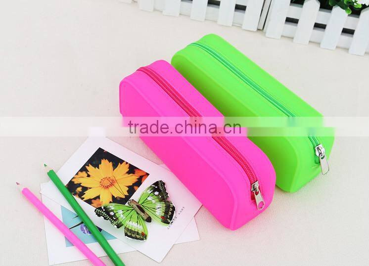 Custom silicone rubber colored pencil cases/ pencil case bag/ cute pencil pouch