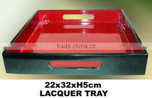 New design black and red square lacquered tray TK Vietnam
