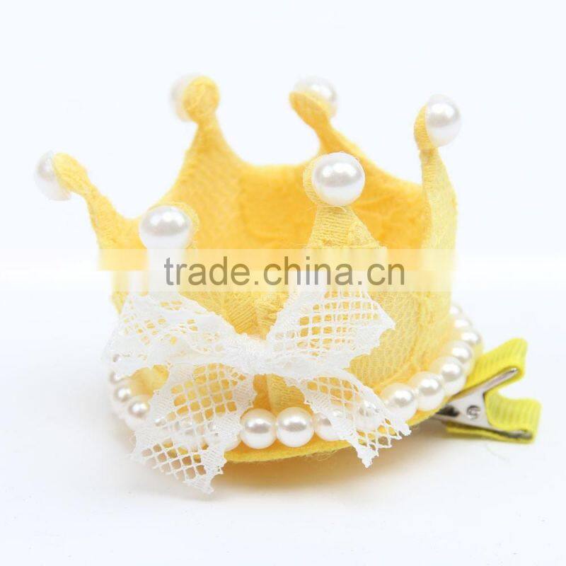 New Princess Crown Hairpins Hair Accessories Resin Diamond Pearls Girls Tiaras Headwear Baby Xmas Dancing Party Hair clipCB-3606