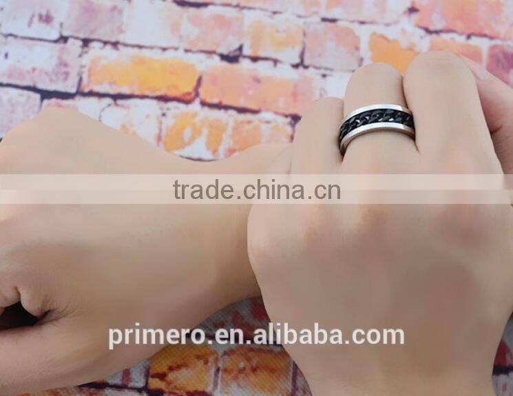 Fashion Spinner Silver Black Chain Ring For Men Stainless Steel Wedding Wholesale Cool Jewelry