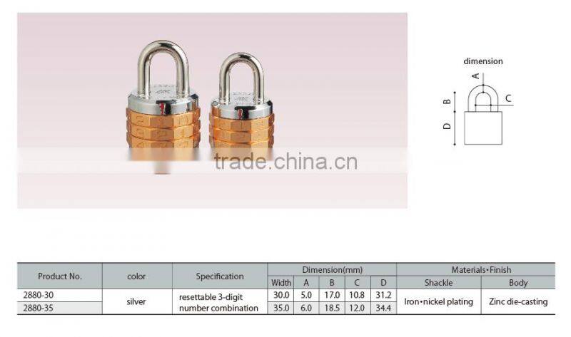 Alpha, Japanese high quality Combination lock, 20mm padlock