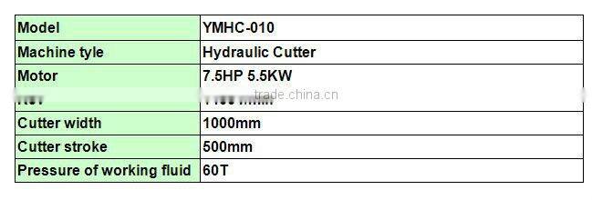 hydraulic rubber / cutter rubber cutting machine / rubber sheet cutting machine YMHC-010
