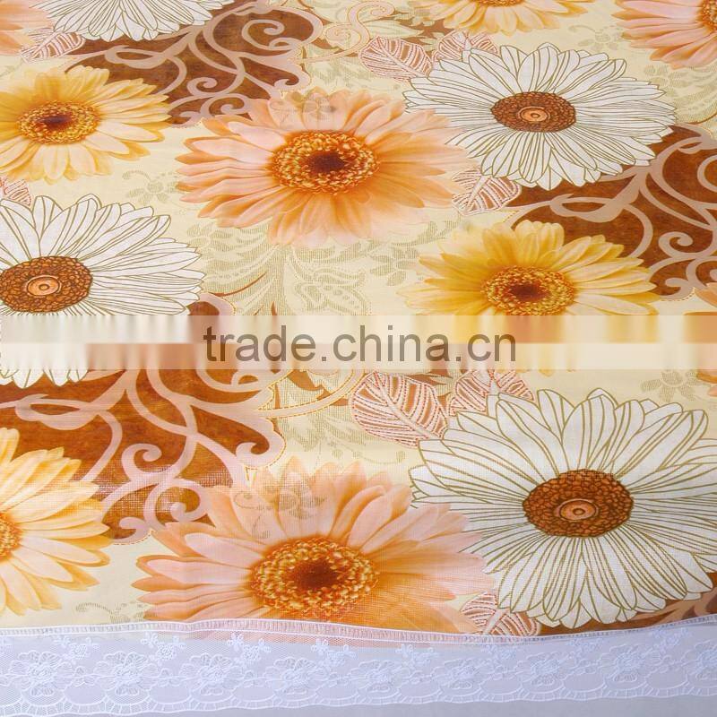 PVC/PEVA lace tablecloth with flannel backing, high quality & waterproof & oil proof