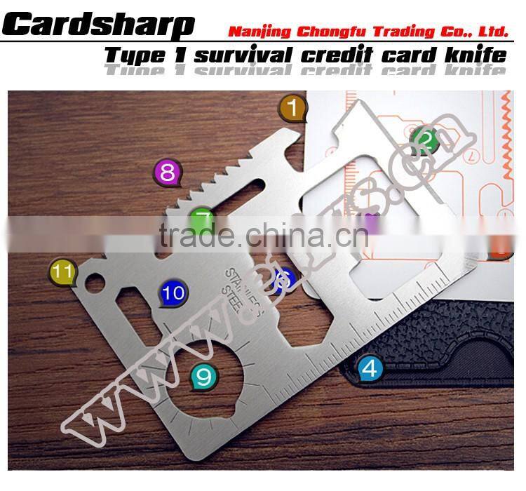 camping equipment 2016 hot sale high quality multi tool card stainless survival knives/defence tool knife for outdoor camping