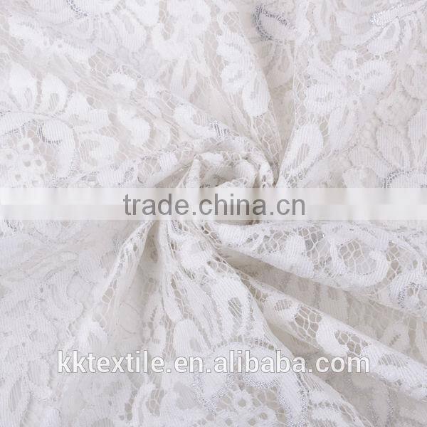 New arrival 100% cotton white rose for ladies dress lace fabric white lace fabric