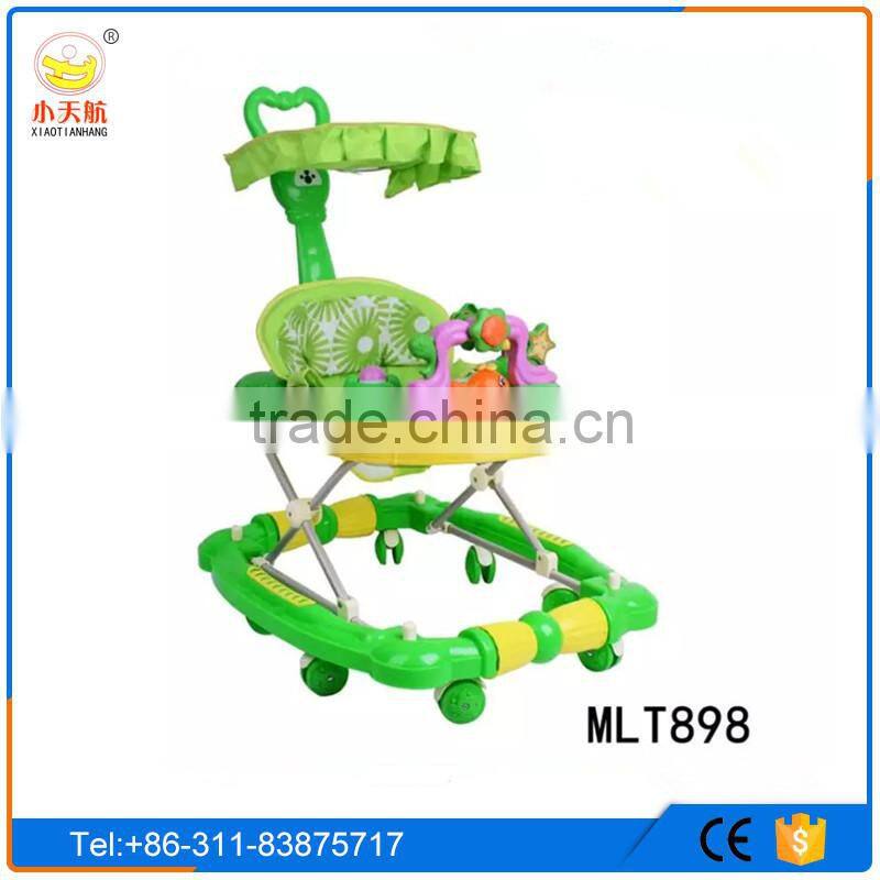 New PP plastic 8 rubber wheels rolling baby doll walker rolling baby walker with canopy