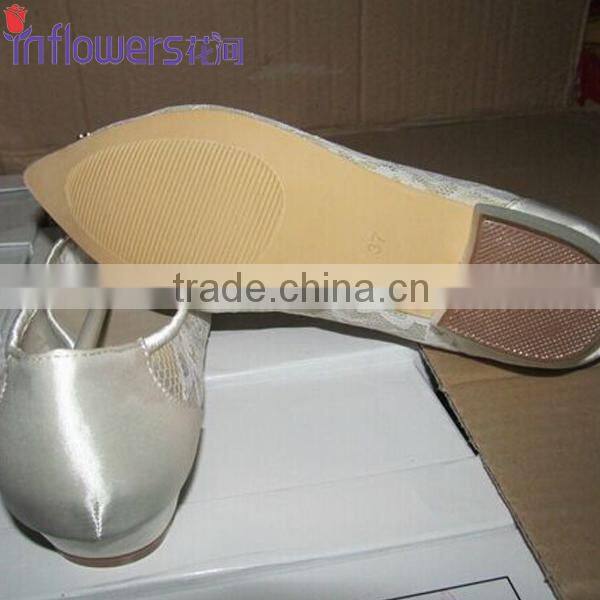 OEM ODM lace material rhinestone quality fashion Ladies Flat Shoes 2016