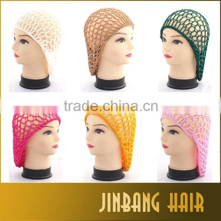 2016 Alibaba Top Quality Women Hairnet Sleep Cap Lady Soft Rayon Snood Hair Net Crochet Hairnet