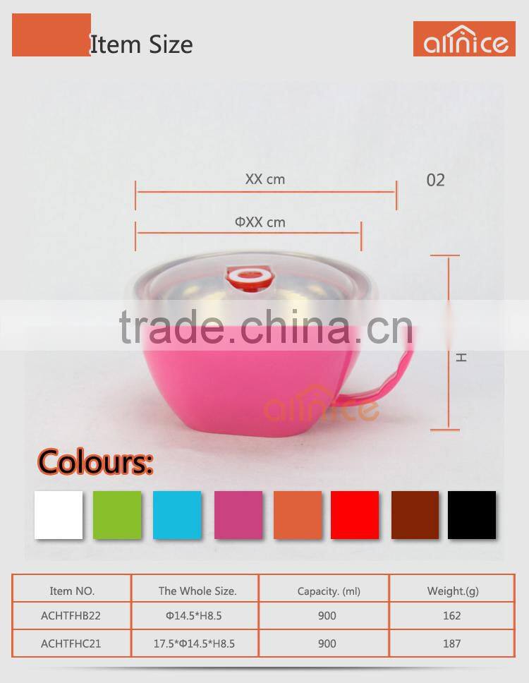 Chaoan Caitang 5.2"/ 6.0"/ 7.2"Perfect for prepping PP outer/SS inner Plasti container lunch bowl with handle air tight lids