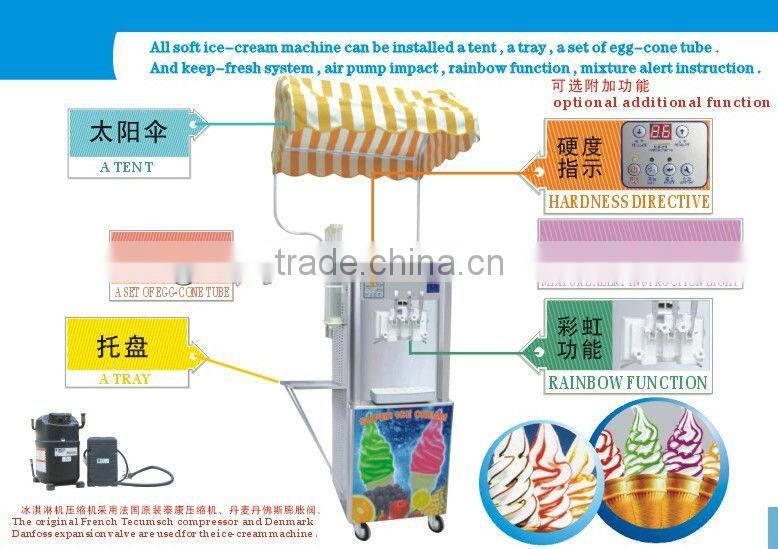 22KG stainles steel outdoor rainbow soft ice cream machine