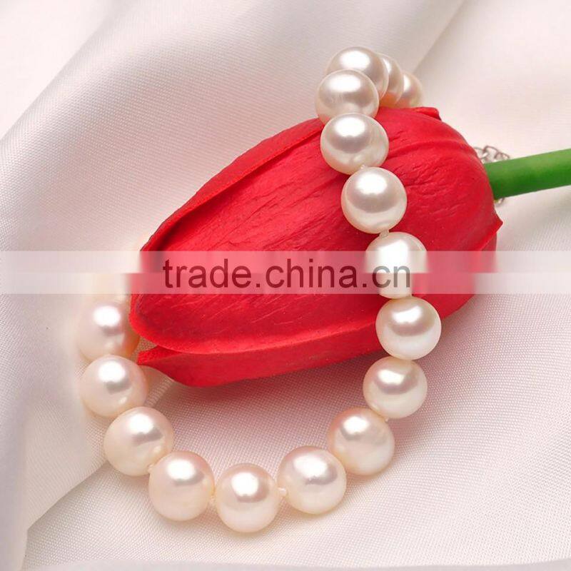 fashion chunky beads bracelets for women 8-9mm near round with love shape clasp