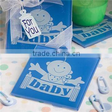 Wholesale square glass photo frame coaster for baby shower